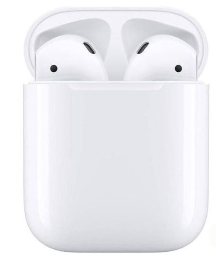   Apple AirPods 2nd generation with charging case, which are headphones that use the H1 chip for faster and more stable connections.