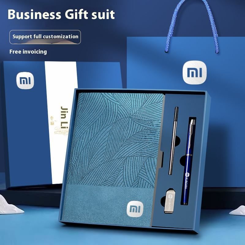 Luxury promotional gift set corporate gift set PU notebook with branded pen business gift idea